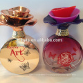 100ml uv coated round perfume bottle with flower cap